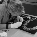 Silje Nome Schiander of the Royal Court prepares the Order of St Olav for the exhibitions. Published 18.01.2012. Handout picture from the Royal Court. For editorial use only, not for sale. Photo: Liv Osmundsen / The Royal Court. Size: 2946 x 2070  px and 4,73  Mb.
