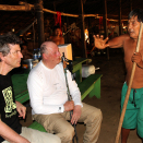 The director of the Rainforest Foundation Norway, Dag Hareide, and King Harald listen to the medicine man Lorival, who is recounting the history and way of life of the Yanomami. Published 4 May 2013. Handout picture from the Royal Court. For editorial use only, not for sale. Photo: Rainforest Foundation Norway / ISA Brazil.