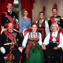 The Princess with her godparents: King Felipe of Spain, Crown Princess Victoria of Sweden, Princess Märtha Louise, Crown Prince Frederik of Denmark, King Harald and Marit Tjessem. Photo: Lise Åserud, NTB scanpix