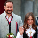 The Crown Prince and Crown Princess, Princess Ingrid Alexandra and Prince Sverre Magnus greet the Children's Parade in Asker outside Skaugum estate. Photo: Lise Åserud, NTB scanpix